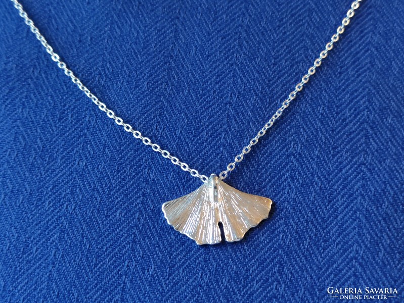 Ginkgo biloba pendant chain silver bijou necklace