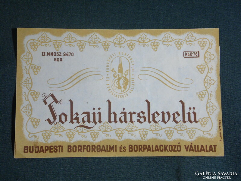 Wine label, Budafok, winery, wine farm, Tokaj lime leaf wine