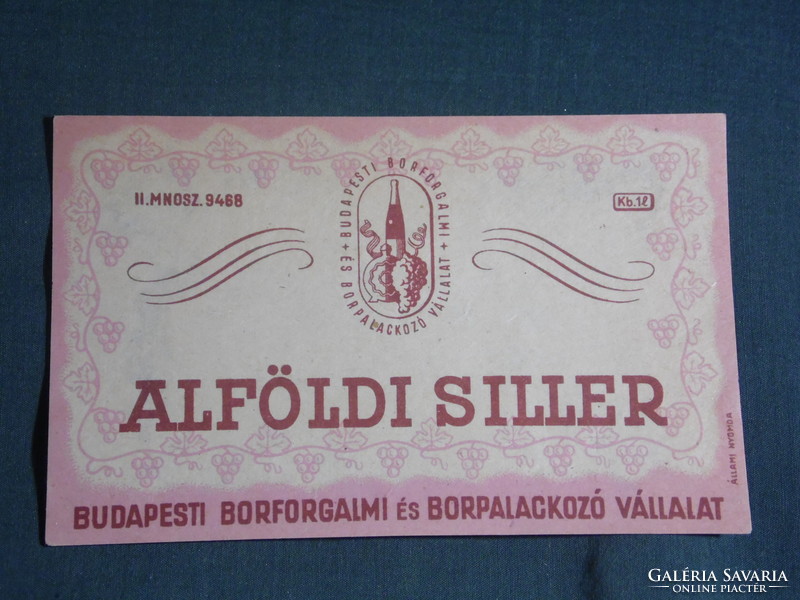 Wine label, Budafok, winery, wine farm, Alföld siller wine