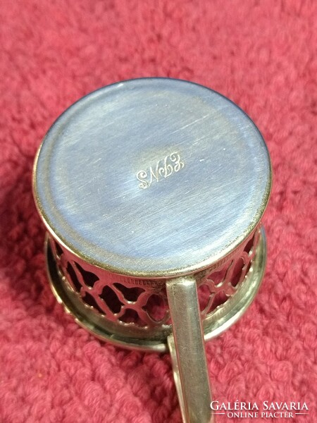 Antique 925 sterling silver plated epns pendant glass holder storage?