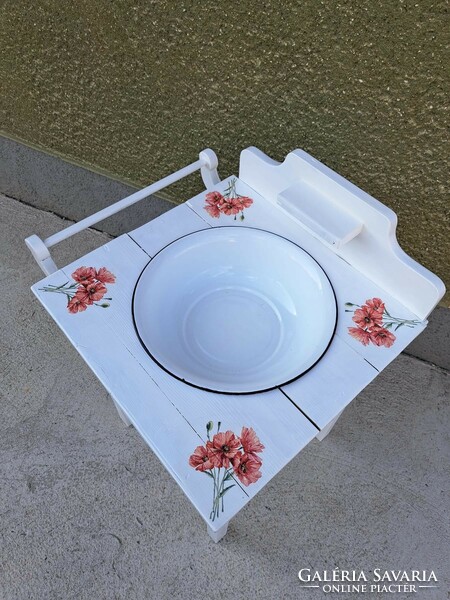 Fabulous wooden vanity set with poppy pattern poppy decoupage decoupage decoupage vanity stand