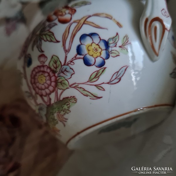 Antique faience sarreguemines spout, jug - patterned decor