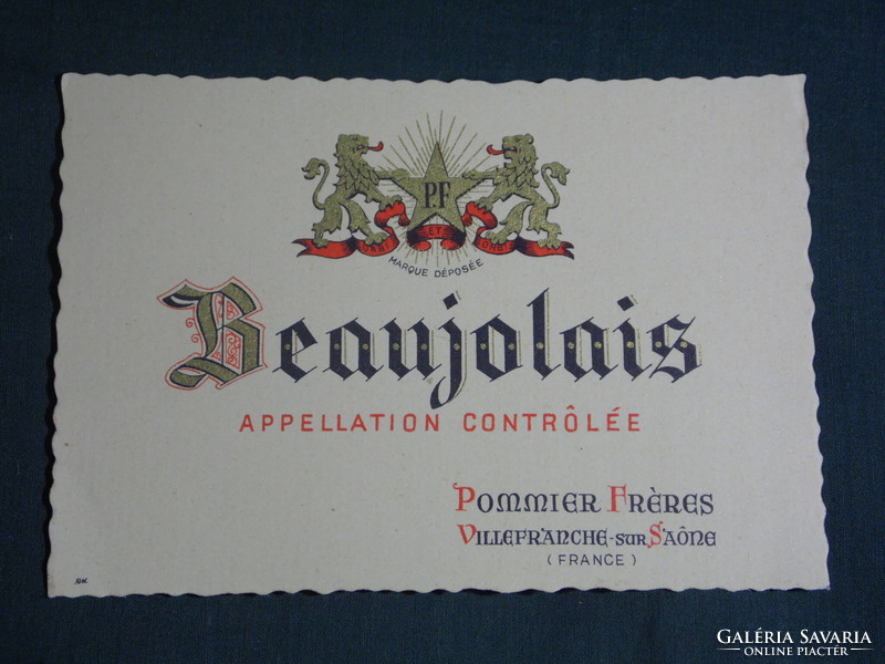 Wine label, France, Beaujolais red wine