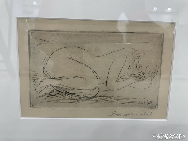 Miklós Borsos female nude etching graphic girl