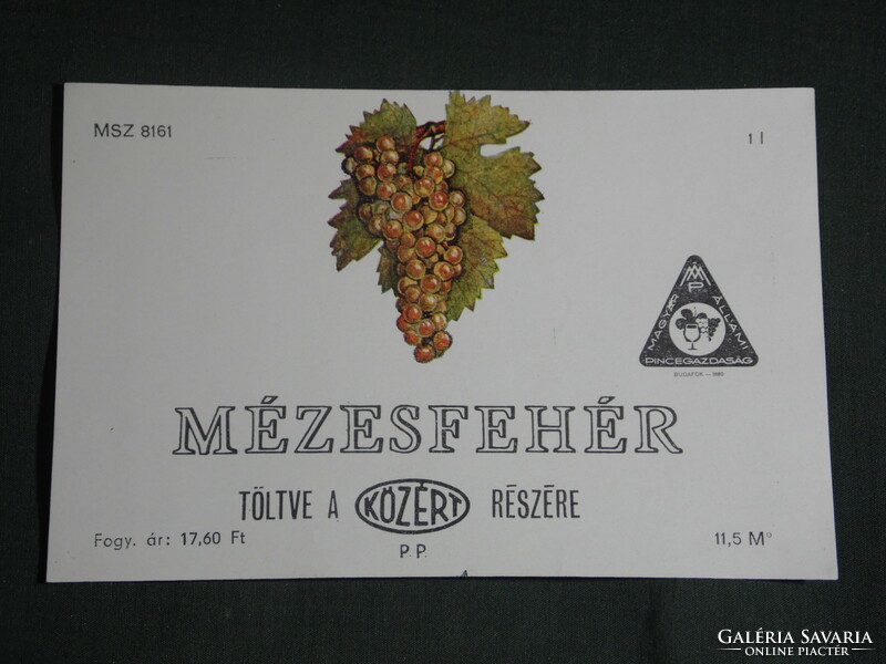 Wine label, public shops in Budafok, winery, wine farm, honey white wine