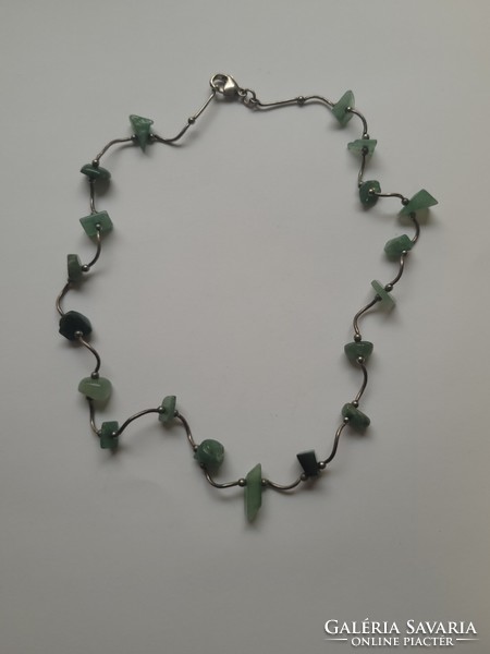 Art deco fluorite green stone silver necklaces!