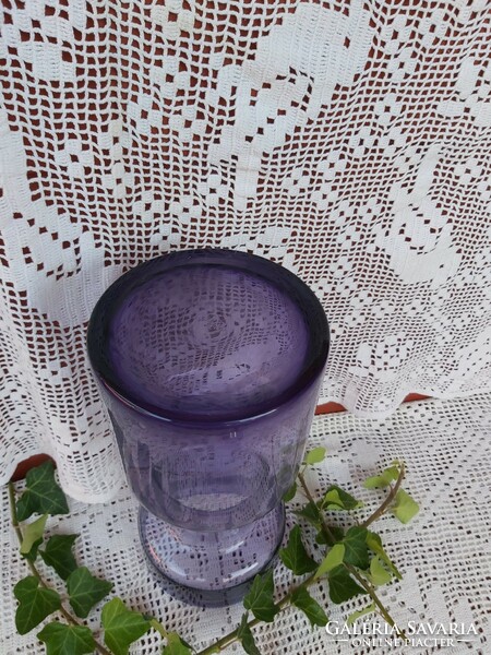 Beautiful purple bohemia? Czech? Murano? Glass vase collector's mid-century modern home decoration heirloom