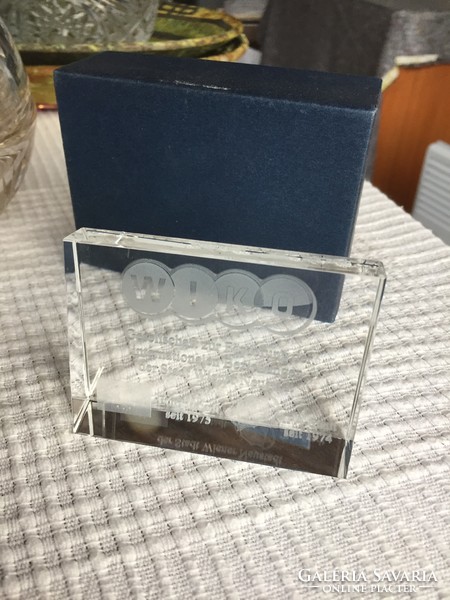 Engraved glass block, memorial plaque (m128)