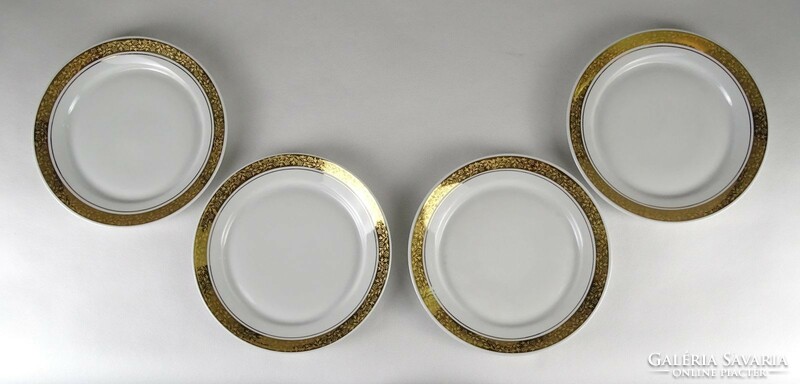 1P638 Retro arany szegélyes Alföldi porcelán süteményes tányérkészlet 4 darab