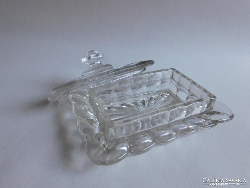 Vintage cast glass butter dish