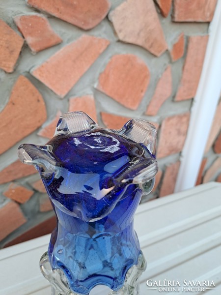 Gyönyörű 30 cm  karcagi  berekfürdői üveg váza Gyűjtői mid-century modern  lakásdekoráció hagyaték