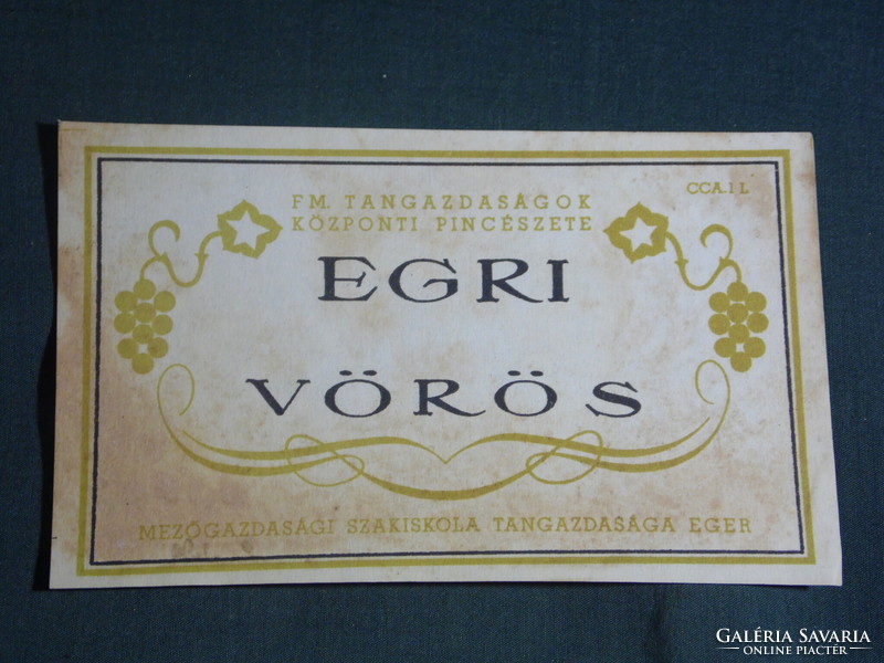 Wine label, Eger tangazdaság winery, wine farm, Eger red wine