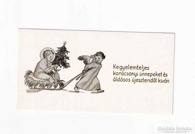 K:137 Merry Christmas. Card-postcard with envelope, postmarked