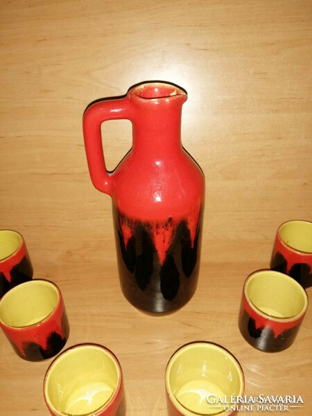 Magyarszombatfa ceramic wine set jug with 6 glasses (21/d)