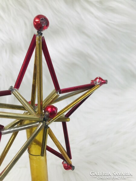 Retro glass Christmas tree decoration, top of Russian propaganda, red star