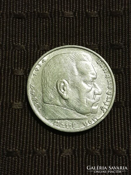 Németország - Harmadik Birodalom ezüst 5 márka (Reichsmark) "Hindenburg" 1935 F