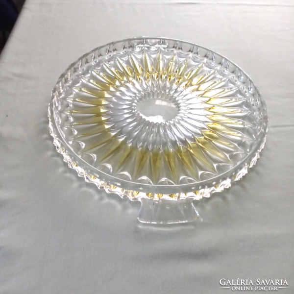 Walther Glas ólomkristály üveg tortatál, kínáló,  28,5 cm átmérőjű + a füle