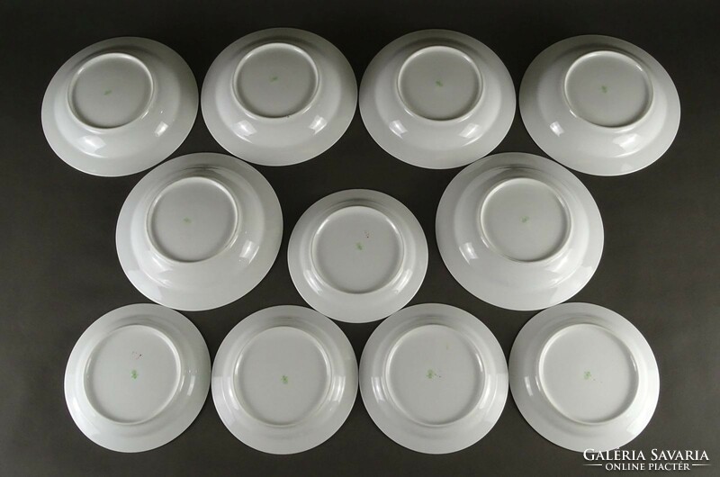 1P636 old Zsolnay porcelain plate set tableware 11 pieces