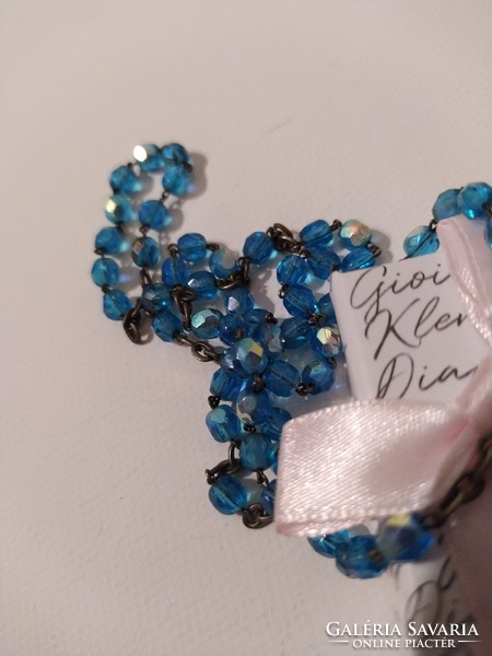 Vintage rosary with sparkling blue crystal stones
