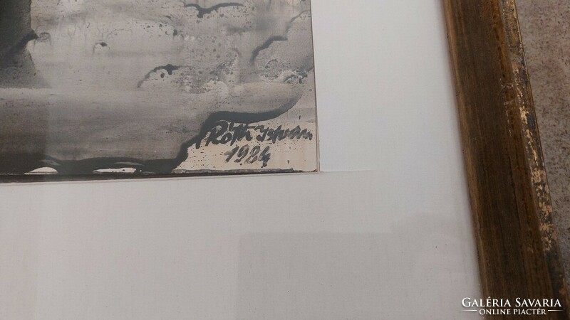 (K) Róth István absztrakt díjazott festménye 38,5x65 cm kerettel