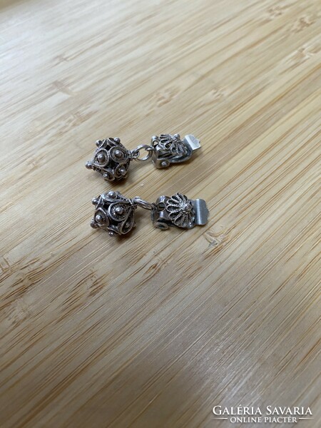 Old handmade silver clip earrings