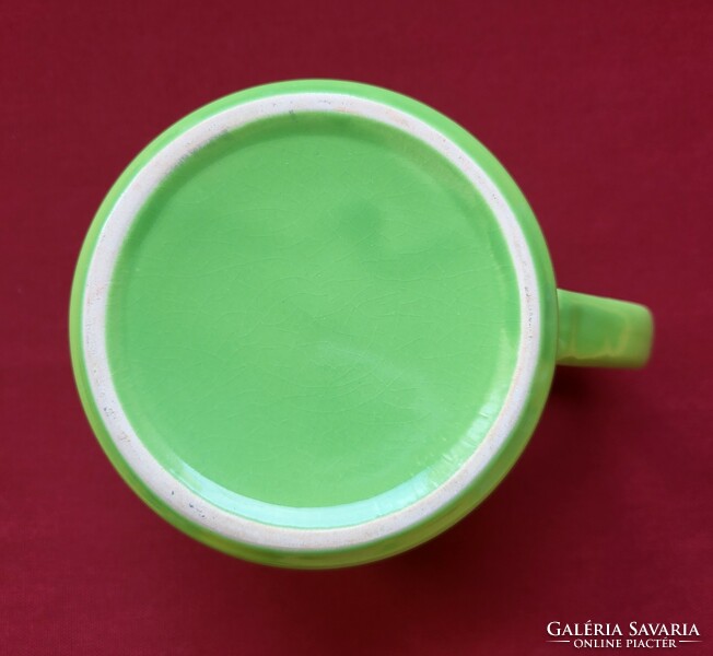 Large polka dot porcelain mug cup green white