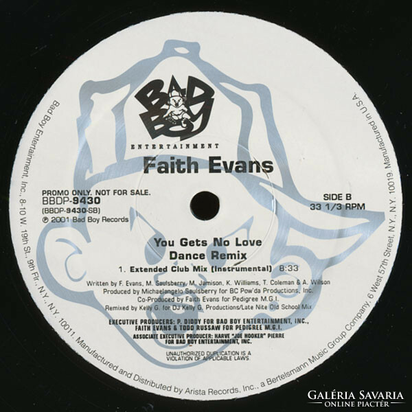 Faith Evans - You Gets No Love (Dance Remix) (12", Promo)