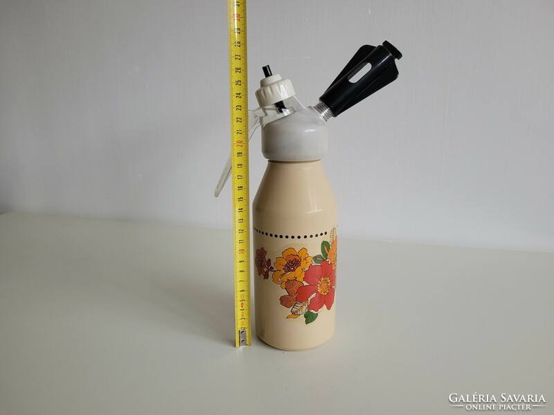 Old retro large flower pattern foam siphon siphon mid century