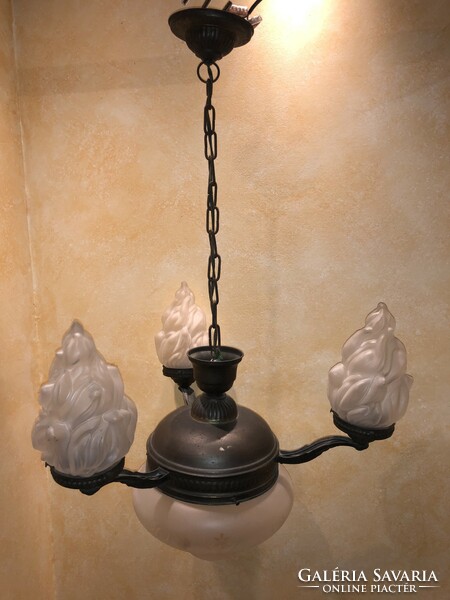 Antique bronze flamed 3-arm wonderful chandelier