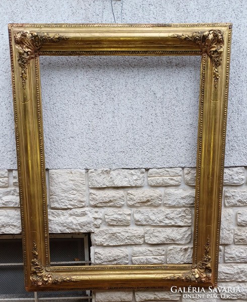 Antique huge Biedermeier painting frame mirror decoration. Video.