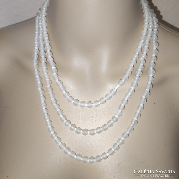 Antique long string of milk glass beads