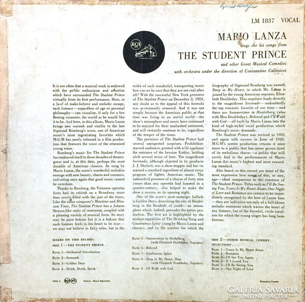 Mario Lanza - The Student Prince (LP, Album)