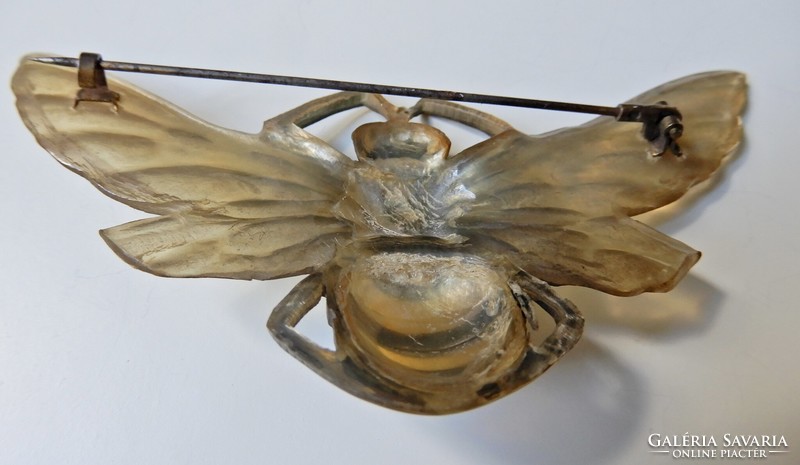 Antik francia Art Nouveau kézzel faragott méh bross