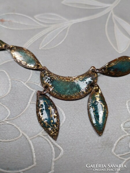 Barkos bea: turquoise-gold fire enamel set