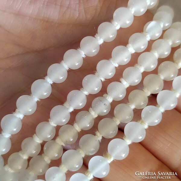 Antique long string of milk glass beads