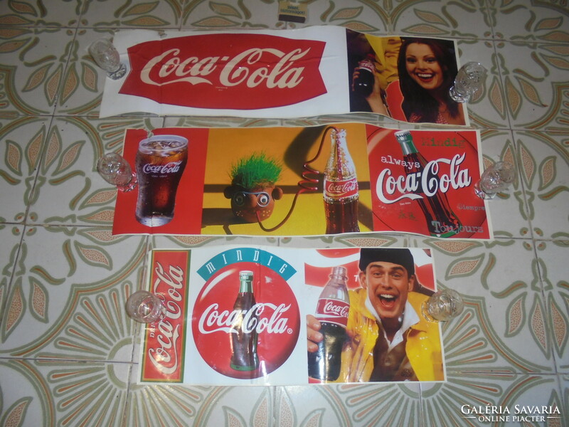 Három darab retro Coca-Cola reklám matrica együtt