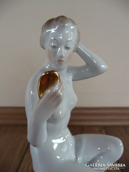 Rare Herend nude with mirror