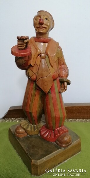 Rare, special, color, wooden clown statue