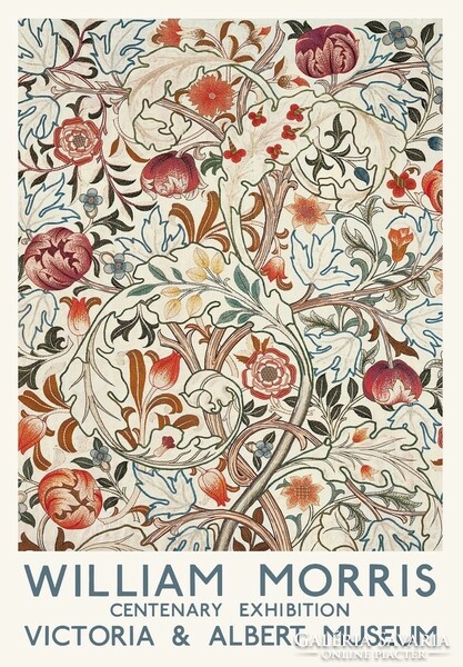 William Morris centenáriumi kiállítás reprint plakát viktoriánus tapéta textil virág minta akantusz
