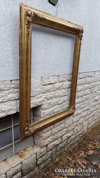 Antique huge Biedermeier painting frame mirror decoration. Video.