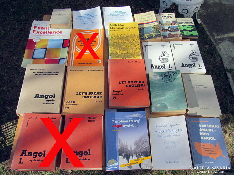 English language book, dictionary, workbook, preparation - choose