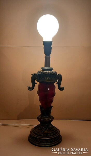 Red glass table lamp negotiable art nouveau