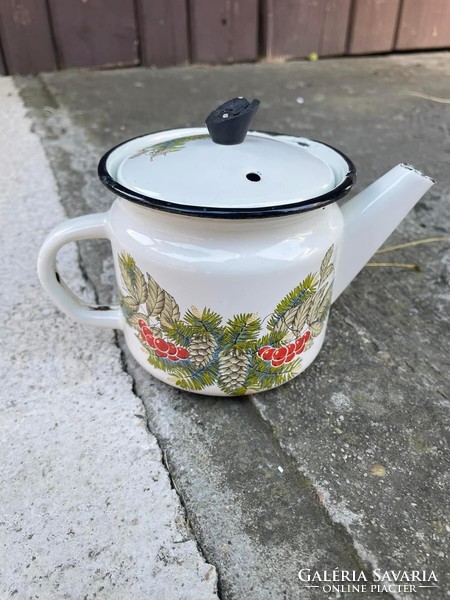 Christmas patterned coffee pot enameled