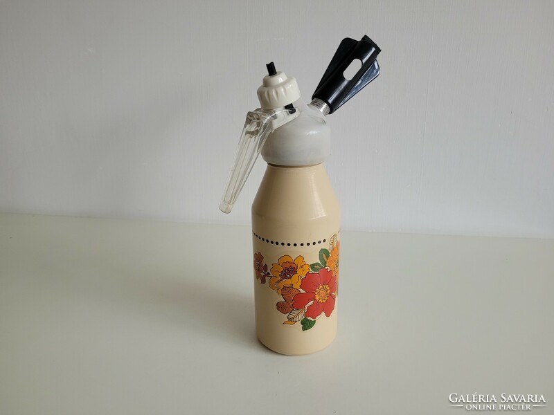 Old retro large flower pattern foam siphon siphon mid century