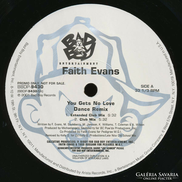 Faith Evans - You Gets No Love (Dance Remix) (12", Promo)