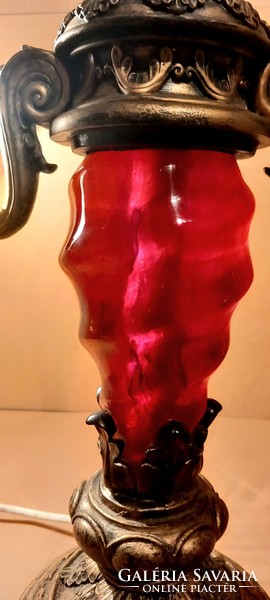 Red glass table lamp negotiable art nouveau