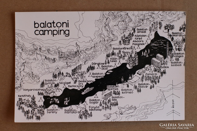 Art company retro balaton map postcard