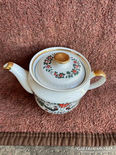 Gyönyörű  Verbilki ? orosz, szovjet teáskanna vagy kávéskanna porcelán madaras