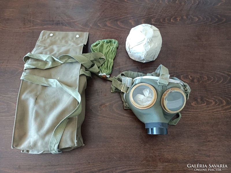 Gas mask bag with mask and filter, good to have one at home.