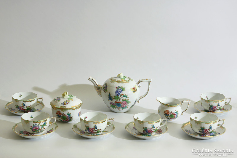 Herend Victoria patterned tea set and coffee set | 6-person vbo tea coffee mocha set